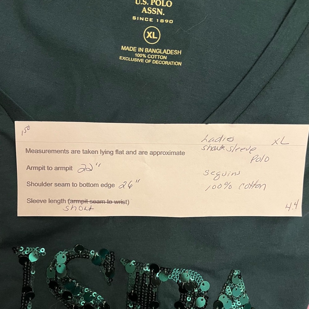 Polo/ short sleeve T-shirt/ sequences/ XL/ dark green - Picture 5 of 5